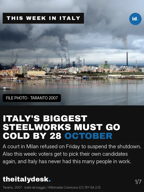 Instagram cover: Italy's biggest steelworks told to stop