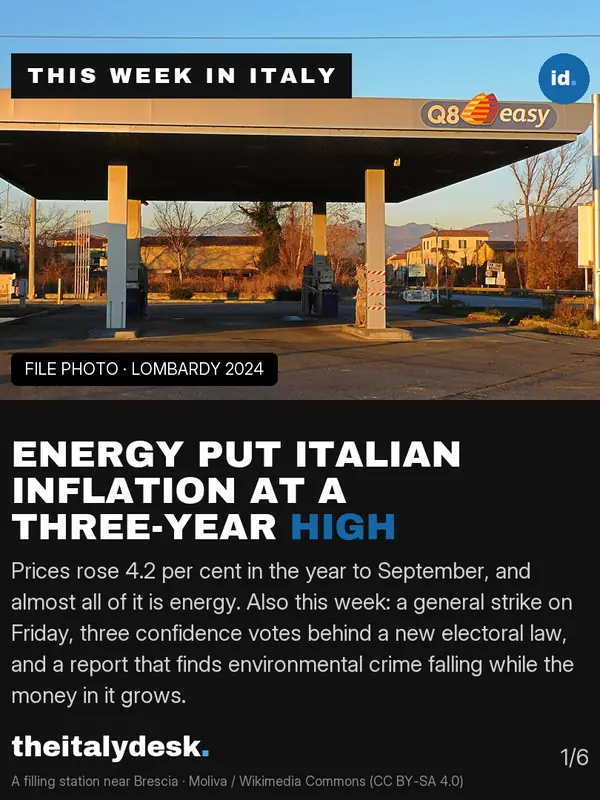 Instagram cover: Italian inflation at its highest in three years
