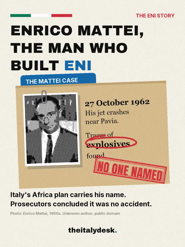 Instagram cover: Enrico Mattei built Eni, then his jet crashed in 1962