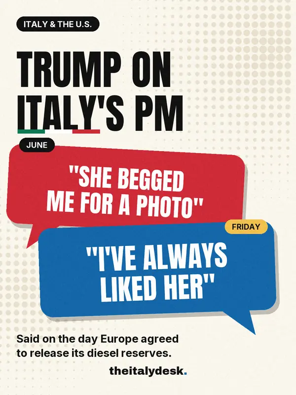 Instagram cover: Trump on Meloni: from "she begged me" to "I've always liked her"